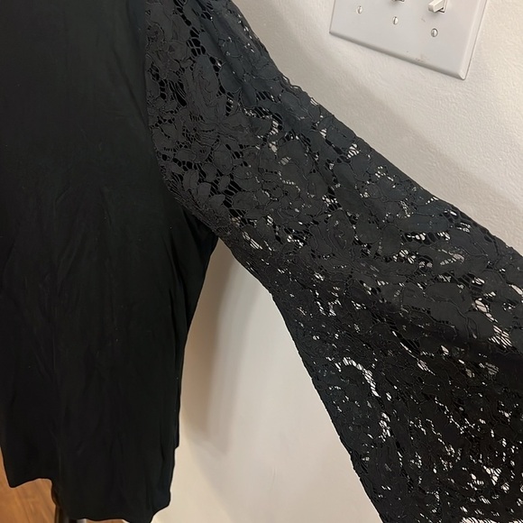 NWT Ralph Lauren Black Lace Sleeve Cotton Viscose Elegant Blouse, Sz. 3XL. - Picture 4 of 9